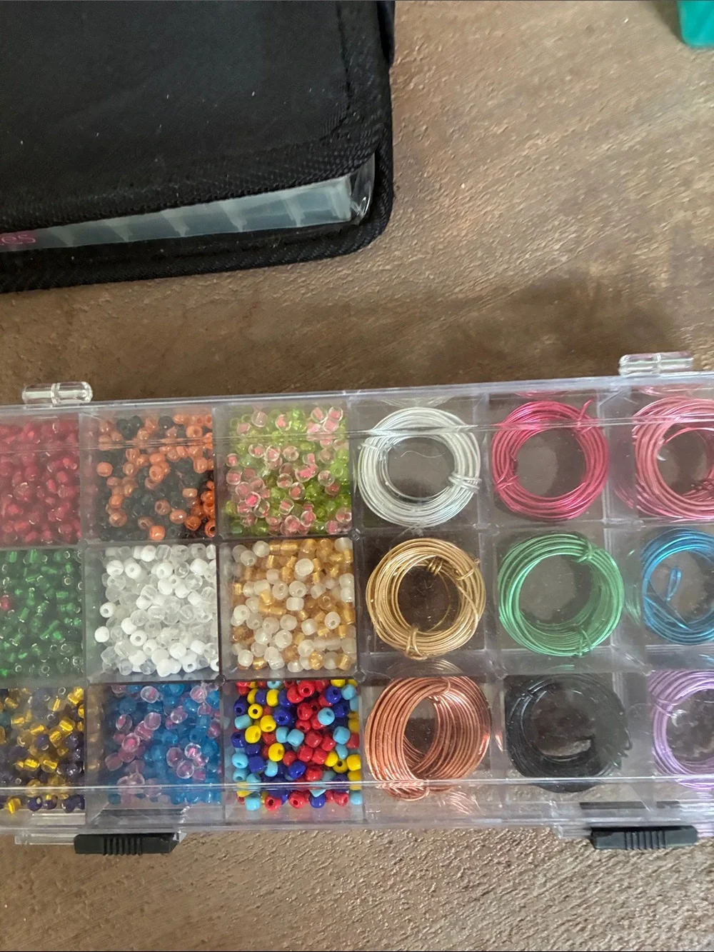 Bead & Jewelry Organizer Set in Teal & Clear - Multi-Compartment Storage Full
